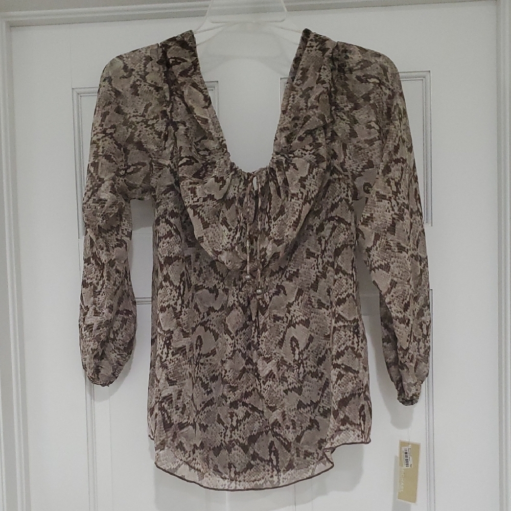 Nwt Michael Kors Snake Print Blouse Sz m
